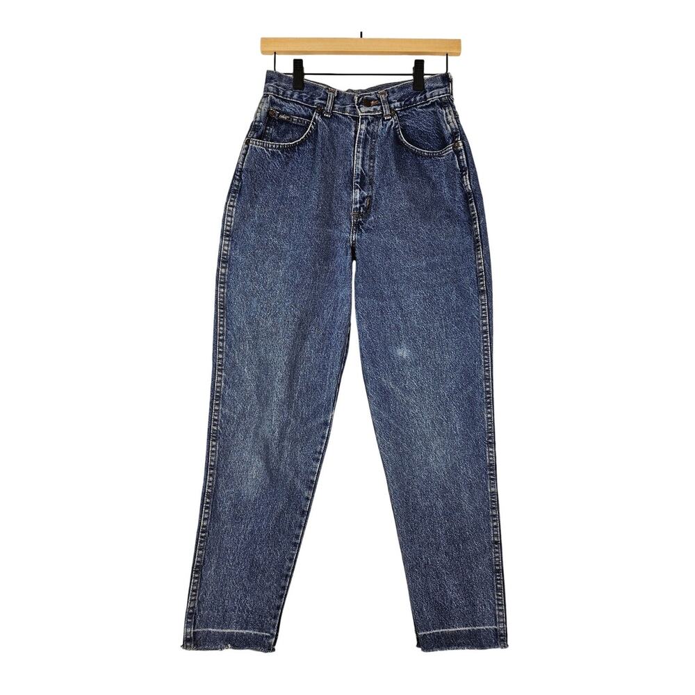 CHIC VINTAGE WOMEN'S DISTRESSED BLUE HIGH-WAIST RELAXED TAPERED LEG JEAN SIZE 10